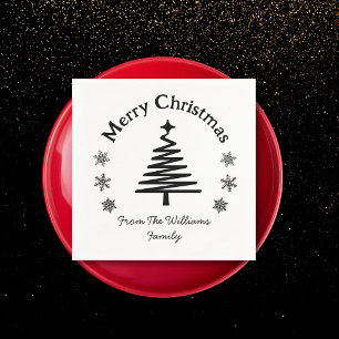 merry christmas black and white simple modern napkin