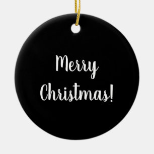 Merry Christmas Black and White Typography Ceramic Tree Decoration