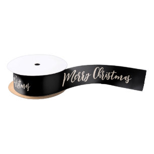 Merry Christmas Black and White Xmas Satin Ribbon