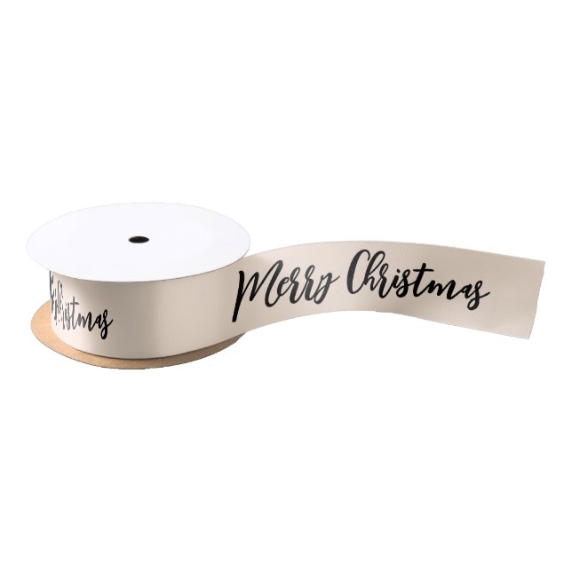 Merry Christmas Black and White Xmas Satin Ribbon (Spool)