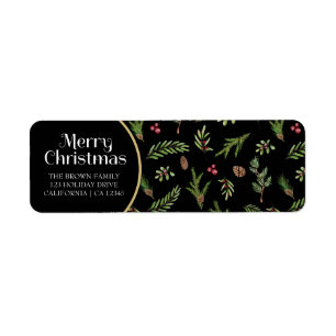 Merry Christmas Black botanical elegant modern