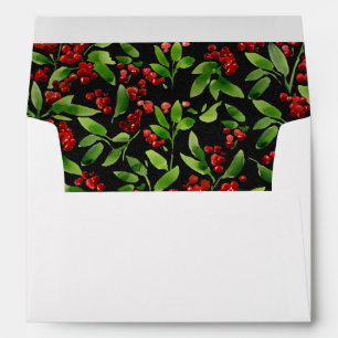 Merry Christmas Black Botanical with Address Envelope