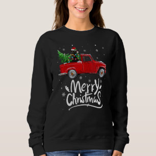 Merry Christmas Black Cat Riding Red Truck Christm Sweatshirt