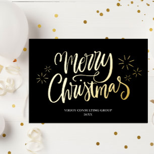 Merry Christmas Black Gold Calligraphy Business
