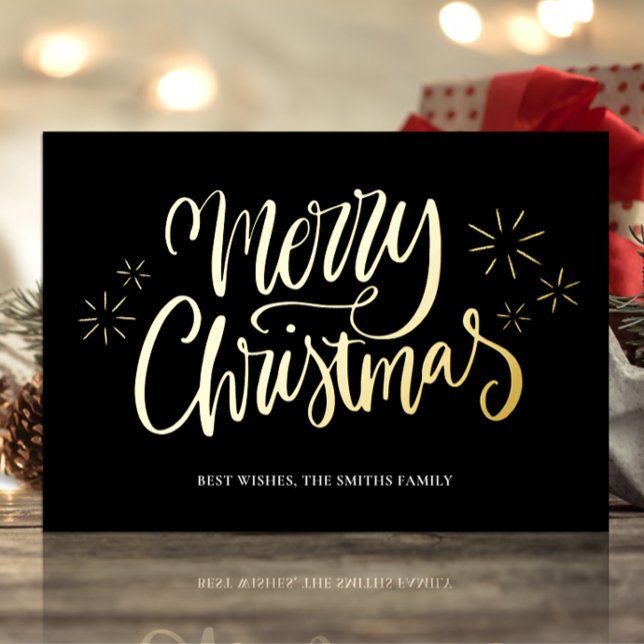 Merry Christmas Black Gold Calligraphy Non Photo (Creator Uploaded)
