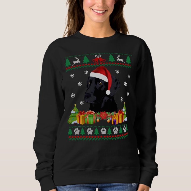 Merry Christmas Black Lab Dog Ugly Sweater Santa C (Front)