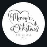 Merry Christmas Black Lettering Collection  Classic Round Sticker<br><div class="desc">Merry Christmas Collection</div>