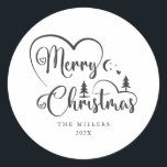Merry Christmas Black Lettering Collection  Classic Round Sticker<br><div class="desc">Merry Christmas Collection</div>