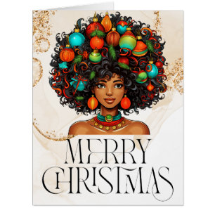 Merry Christmas Black Melanin Woman Xmas Afro Tree