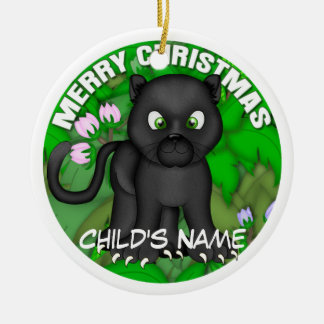 Merry Christmas Black Panther Ceramic Tree Decoration