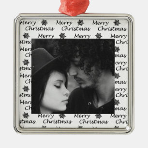 Merry Christmas Black Photo Metal Tree Decoration
