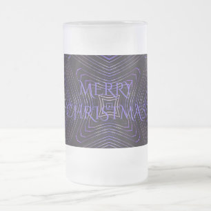 Merry Christmas Black Purple Kaleidoscope Design Frosted Glass Beer Mug