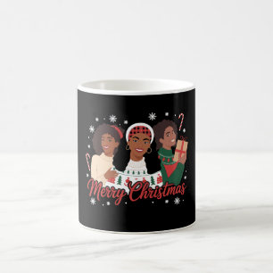 Merry Christmas Black Queen Girl African Melanin Coffee Mug