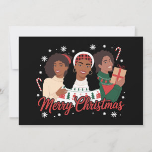 Merry Christmas Black Queen Girl African Melanin Holiday Card