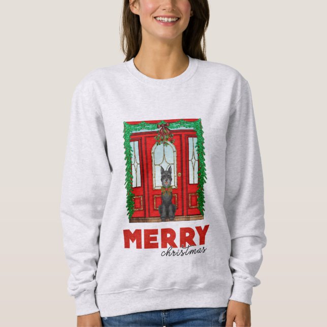 Merry Christmas Black Riesenschnauzer  Sweatshirt (Front)