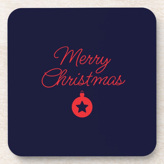 Merry Christmas Black Rock Blue Classical Unique Coaster (Front)
