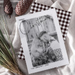 Merry Christmas Black & White Script Photo First Holiday Card<br><div class="desc">This beautiful, modern Merry Christmas Handlettered Name Photo Christmas Holiday Card features your vertical wedding photo behind a white border. The photo has a black and white filter applied, to create a black and white look for the card. You may toggle the filter off, if you prefer. The word 'Merry'...</div>