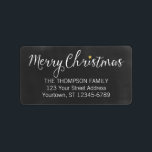 Merry Christmas Blackboard address labels<br><div class="desc">This cute and casual design features the words "Merry Christmas" with a golden star dotting the 'i' on a black chalkboard background. Personalise with your family name and address using the easy template provided.</div>