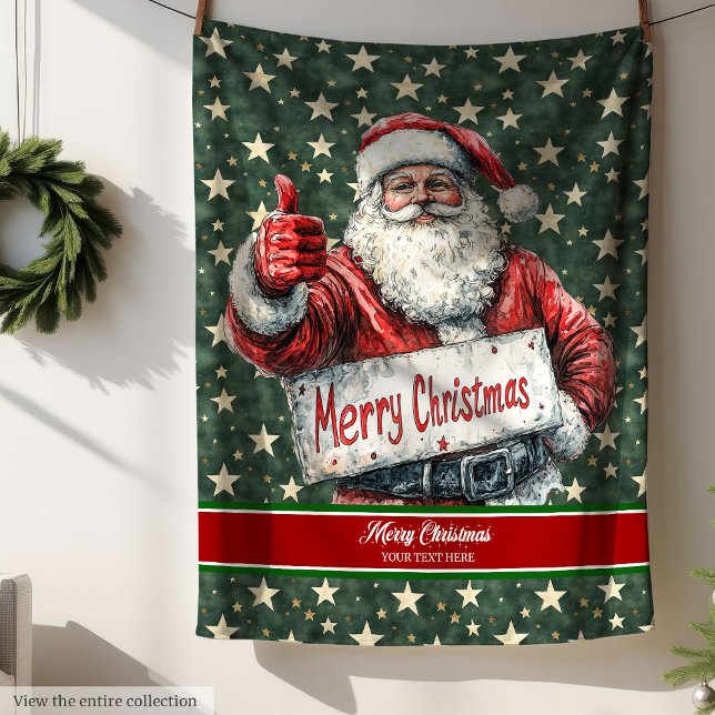 Merry Christmas Blanket with Vintage Santa Art (Merry Christmas Blanket with Vintage Santa Art)