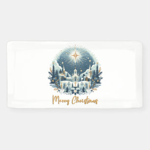 Merry Christmas blue and gold Banner