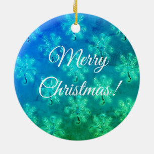 Merry Christmas Blue Ceramic Tree Decoration