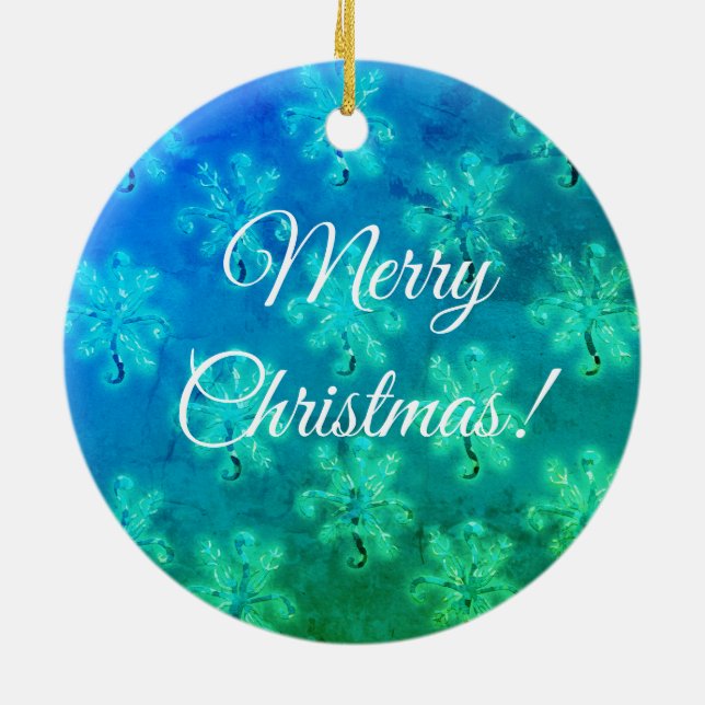 Merry Christmas  Blue Ceramic Tree Decoration (Back)