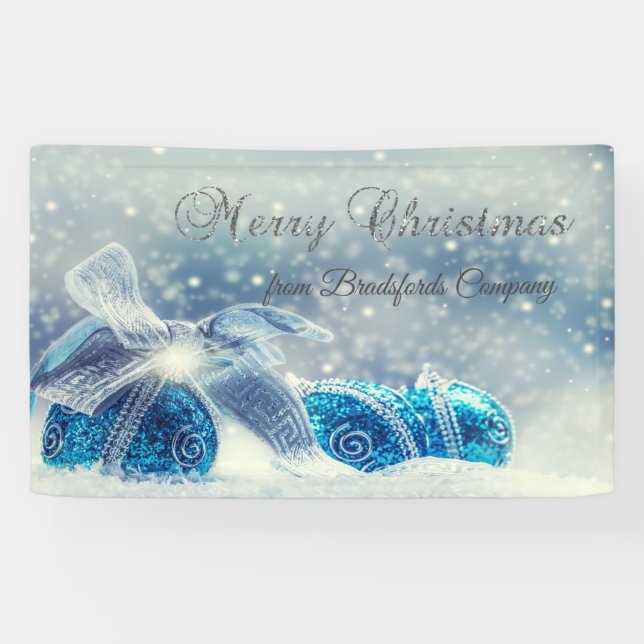 Merry Christmas,Blue,Christmas Balls Banner (Horizontal)