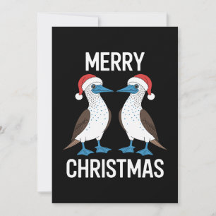 Merry Christmas Blue Footed Sula Bird Santa Hat Invitation