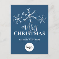 Merry Christmas Blue Modern Logo Business