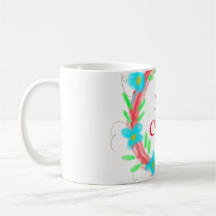 Merry Christmas blue red garland watercolor holida Coffee Mug