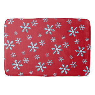 Merry Christmas Blue Snowflake Holiday Winter Bath Mat