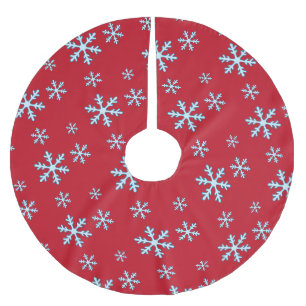 Merry Christmas Blue Snowflake Holiday Winter Brushed Polyester Tree Skirt