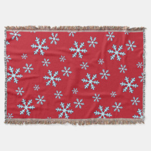 Merry Christmas Blue Snowflake Holiday Winter Throw Blanket
