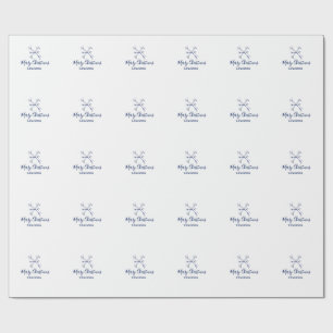 Merry Christmas blue snowflakes add name holidays Wrapping Paper