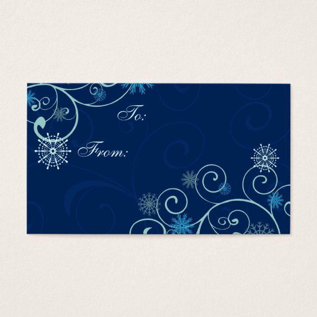 Merry Christmas Blue Snowflakes Gift Tags (Front)
