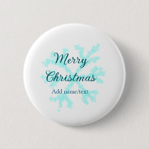Merry Christmas blue snowflakes glitter sparkle na 6 Cm Round Badge