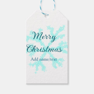 Merry Christmas blue snowflakes glitter sparkle na Gift Tags