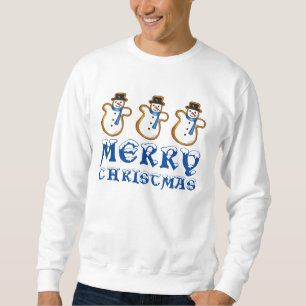 Merry Christmas Blue Snowman Cookie Ugly Sweater