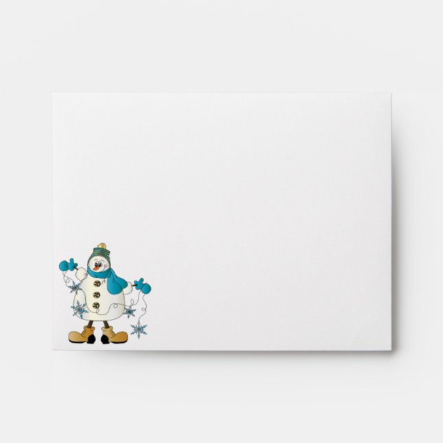 Merry Christmas Blue Snowman Envelopes (Front)