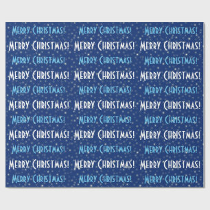 Merry Christmas Blue Stars Wrapping Paper