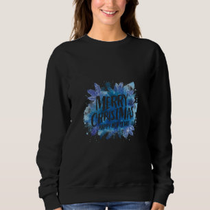 Merry Christmas Blue Watercolor Hoodie 