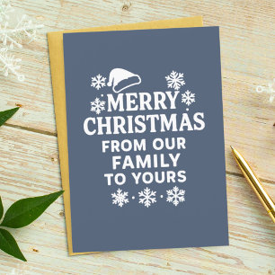 Merry Christmas blue white photo card