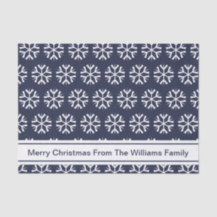 Merry Christmas Blue White Snowflakes Giver's Name Tissue Paper