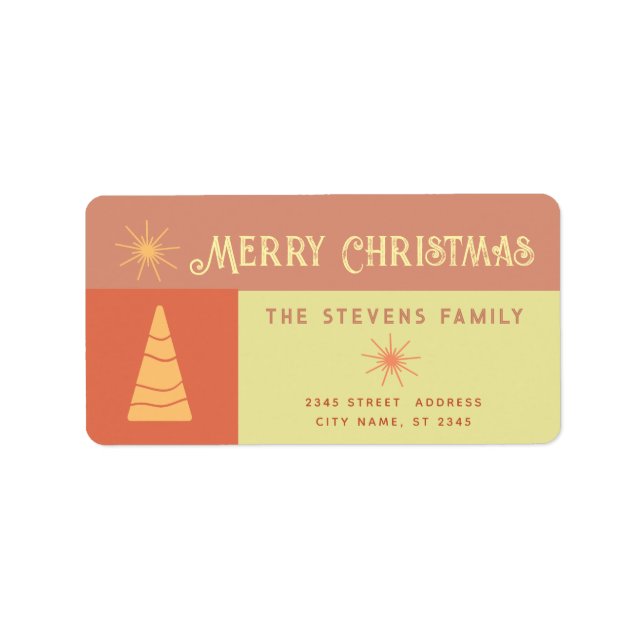 Merry Christmas boho cheerful colour block  Label (Front)