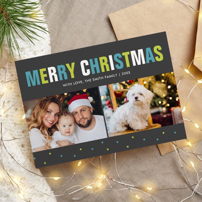 "Merry Christmas" Bold and Colourful Holiday Card (Creator Uploaded)