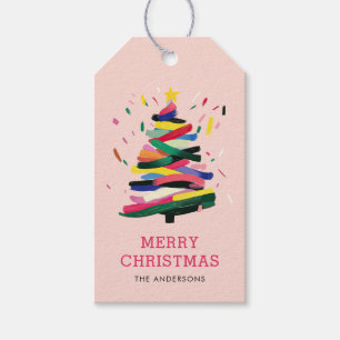Merry Christmas Bold Colourful Pink Holiday Gift Tags