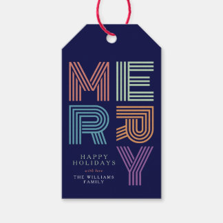 Merry Christmas Bold Colourful Typography Photo Gift Tags