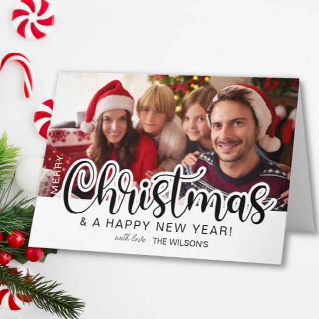 Merry Christmas Bold Script Photo Card (Creator Uploaded)