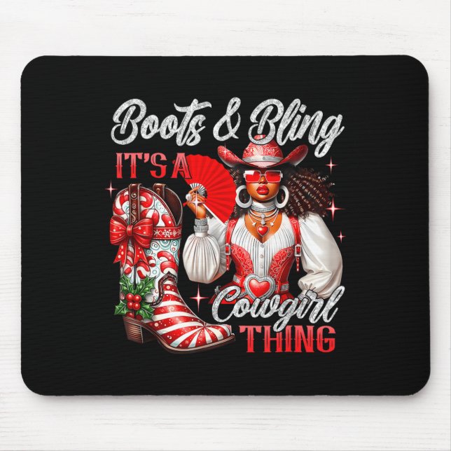 Merry Christmas Boots &amp; Bling Its A Cowgirl Th Mouse Pad (Front)