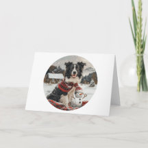 Merry Christmas Border Collie Dog Snowman